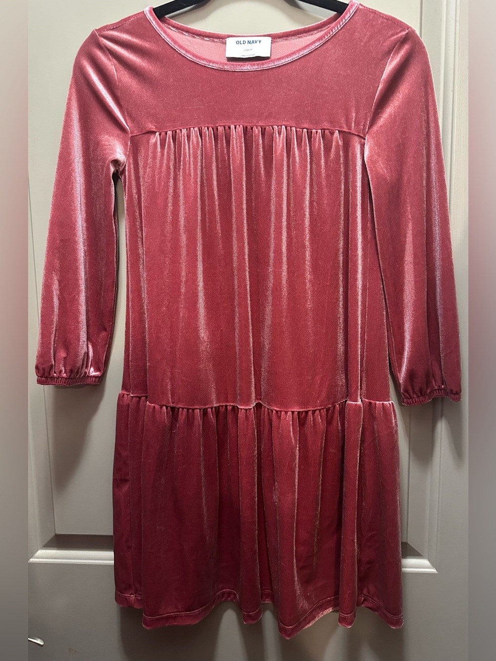 Old Navy Size L (10-12) Rose Colored Tiered Holiday Dress EUC
